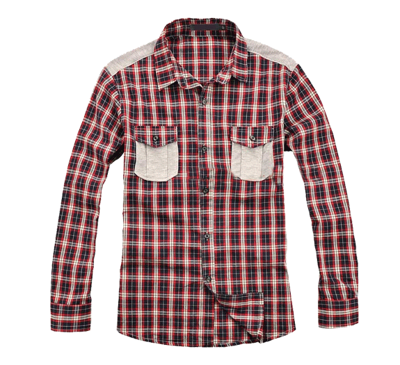 Men fall plaid cotton yarn dyed shirt jacket